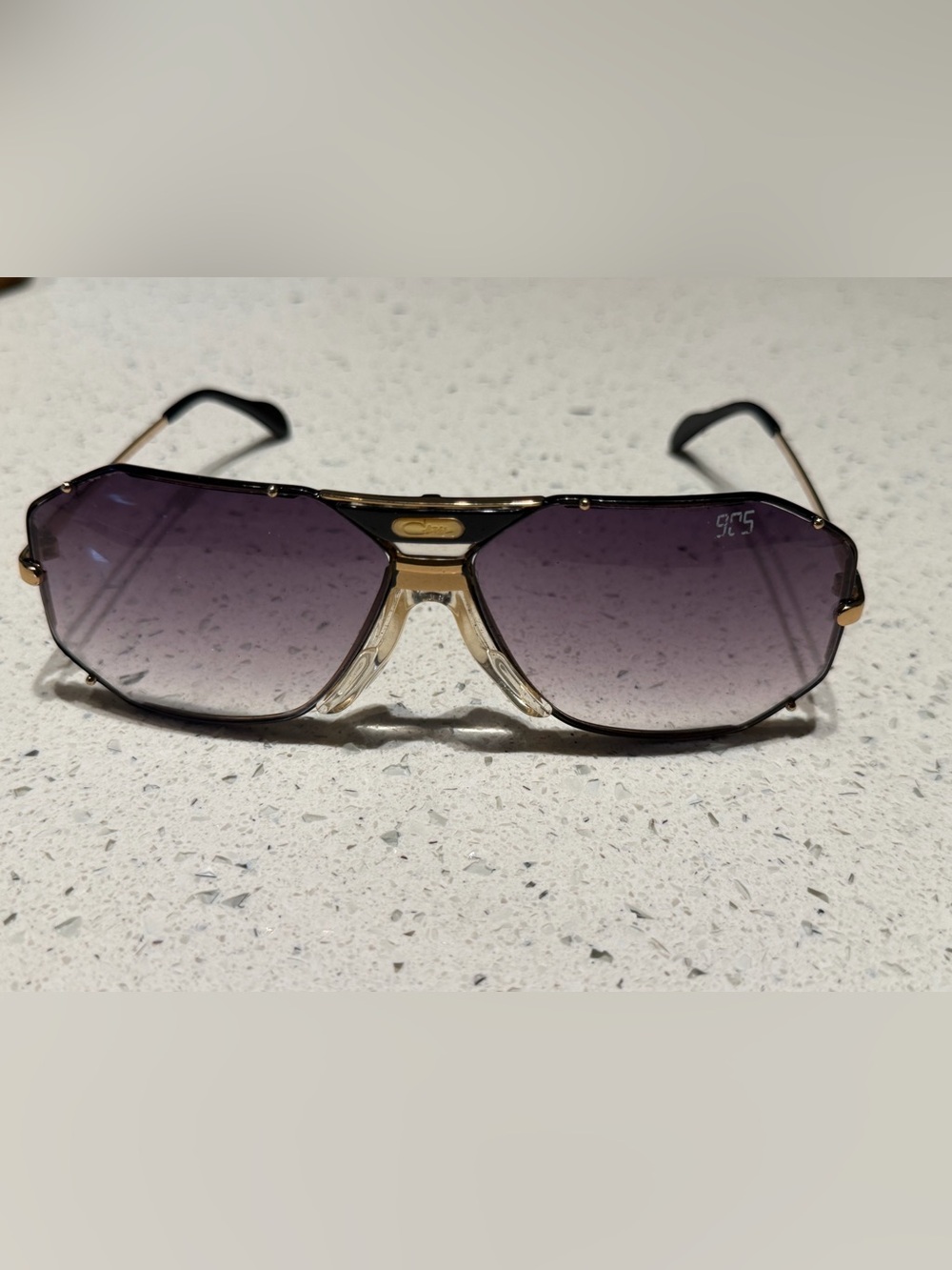 Cazal Aviator Sunglasses with Purple Gradient Lenses and Gold Accents